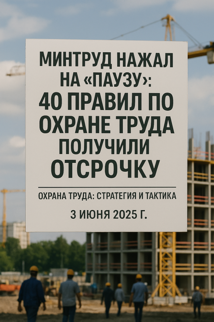 Минтруд нажал на «паузу»: 40 Правил по охране труда получили отсрочку. Выдыхаем или готовимся к новому рывку?